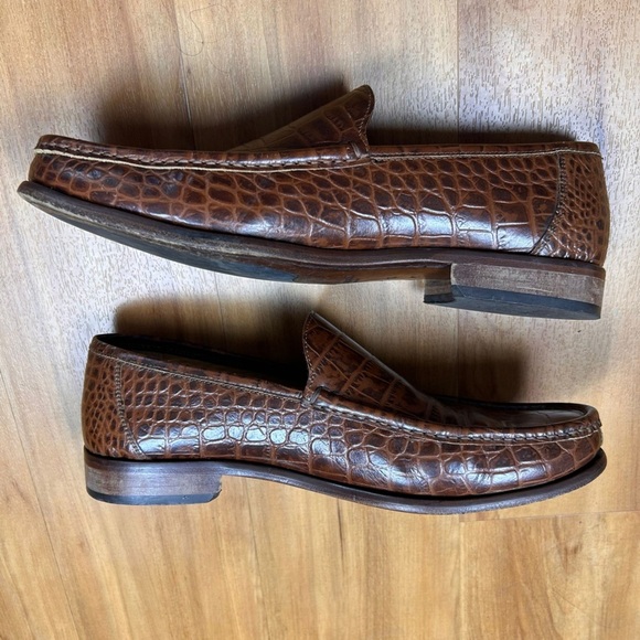 Bruno Magli Pilota Men’s Brown Croc Embossed Leather Loafers Italy SZ 11.5M - Picture 6 of 8